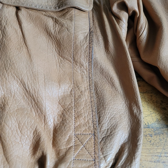 Vintage 90s Gerome Barcelona Genuine Leather Bomber Jacket Camel - Picture 3 of 12